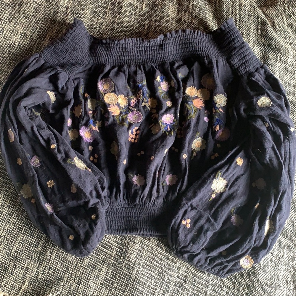 Free people fully embroidered crop top